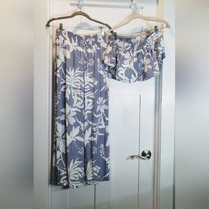 Kiwi & Punch 2 Piece Crop Top & Pants Wide Leg Ankle Size Medium Blue & …